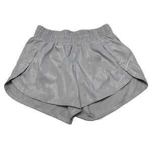 Athleta Camo Reflective Running Shorts Womens XXS Gray Wide Waistband Activewear